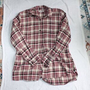 Madewell Flannel Long Sleeve Women's Purple White Black Button Up Size Large